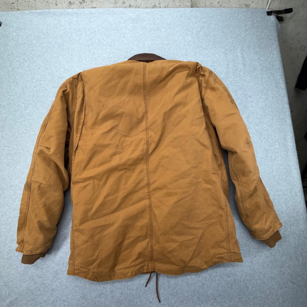 Gravel Gear Mens L‎ Brown Cotton Duck Quilted Chore Coat Work Jacket Zip Front - Picture 4 of 6